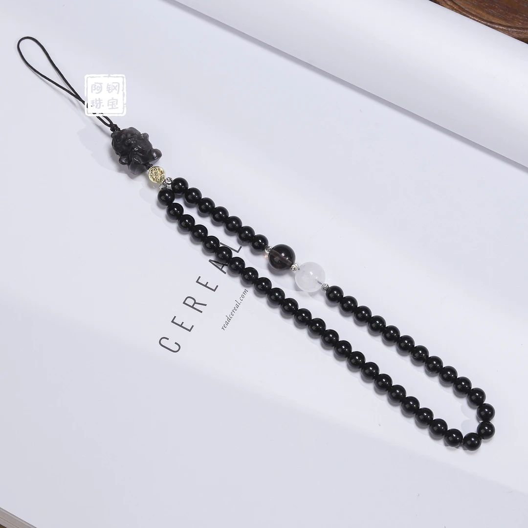 吞金兽曜石DIY手机链（6mm+）本命年一物一证-多样性发其一-YS203