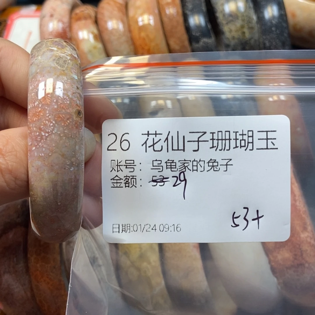 硅化珊瑚（珊瑚玉）手镯未镶嵌乌****子26