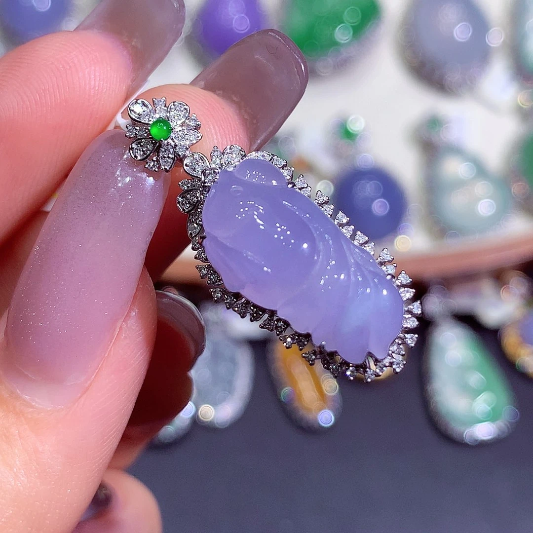 翡翠18K金镶嵌吊坠(不含链)