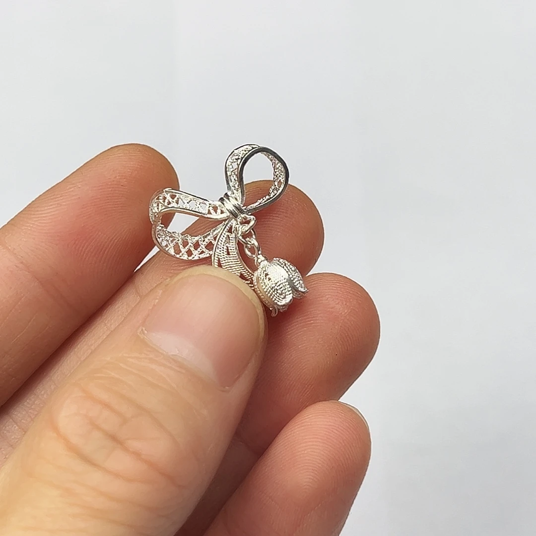 足银足银花丝手工吊坠