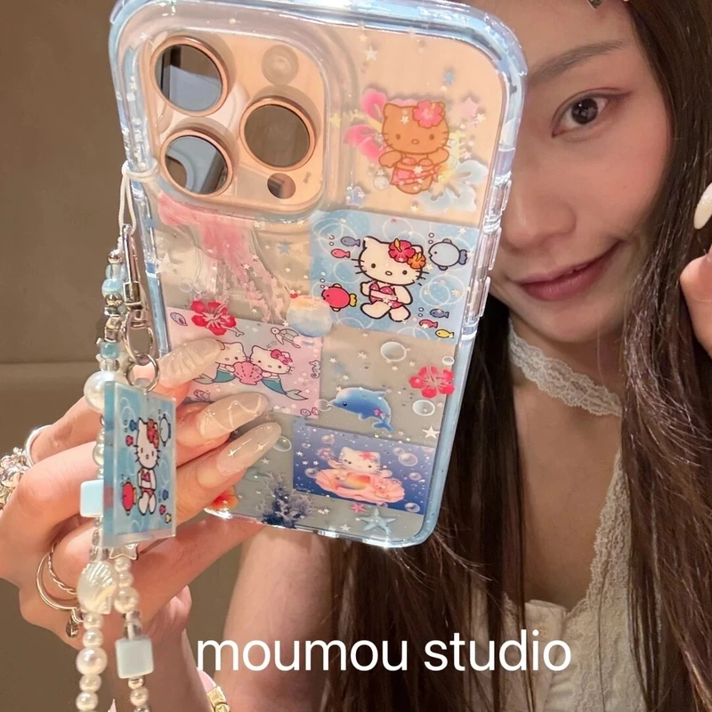 海洋美人鱼猫咪适用iPhone16promax手机壳苹果15pro卡通14少女13