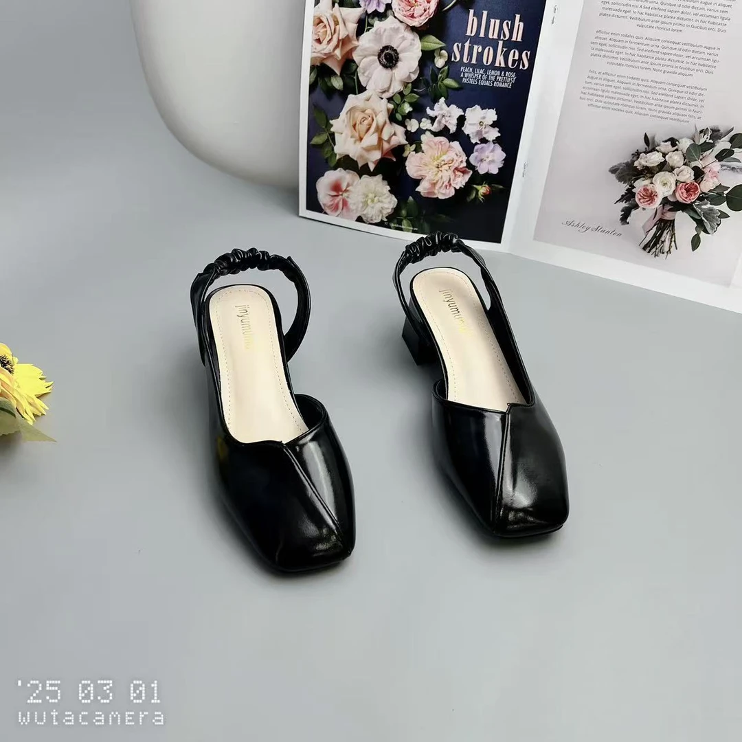 156-18 新款法式气质百搭时尚粗跟包头凉鞋