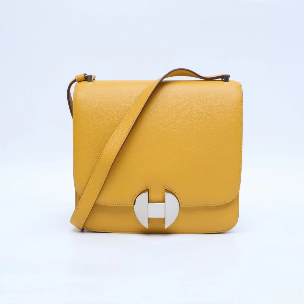 99新 Hermes/爱马仕 【黑黑】琥珀黄 D刻 银扣 2002系列 单肩包