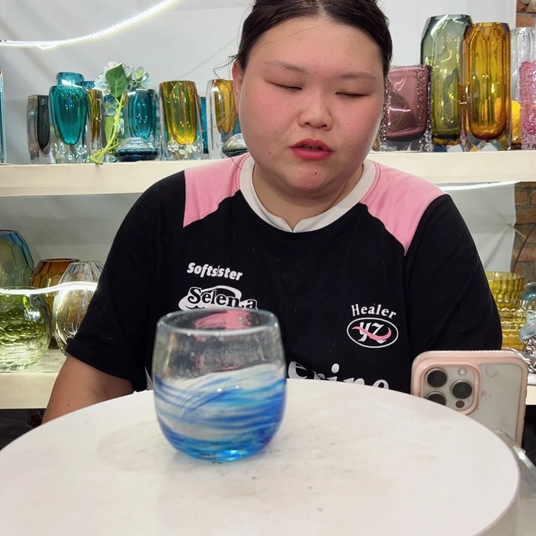 幻彩琉璃花瓶花器纯手工痕迹高度8