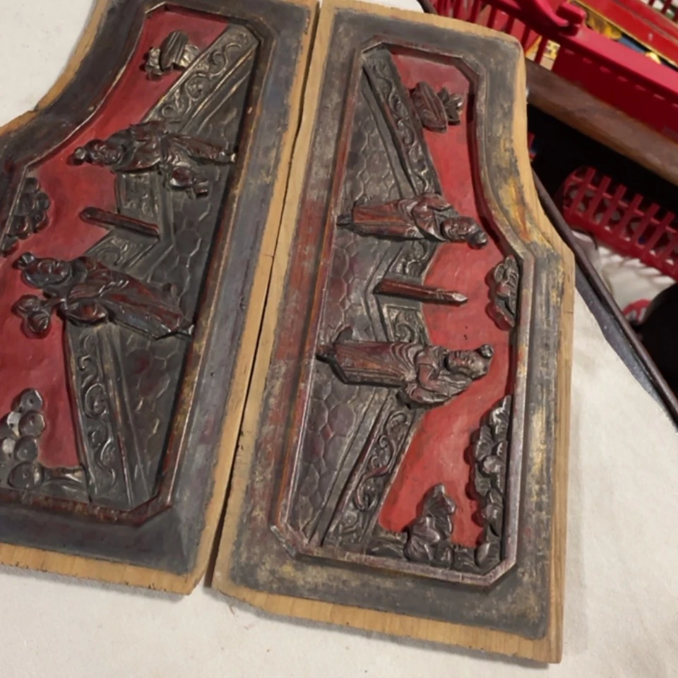 【闪购商品】香榧木颂*毂一对人物花板