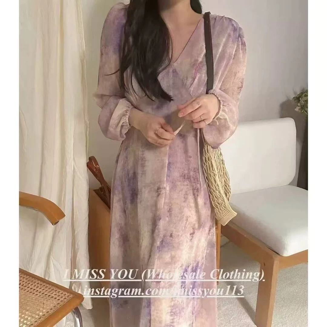 【Y版正品】韩国2025新款lmissyou三色水墨晕染连衣裙