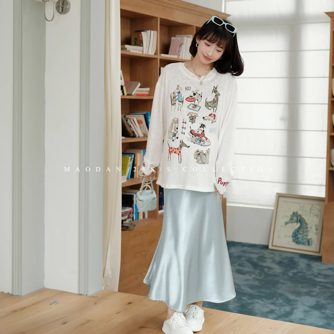 maodan/猫单【伊索寓言】孕妇装春夏季新款时尚洋气托腹半裙中长款.