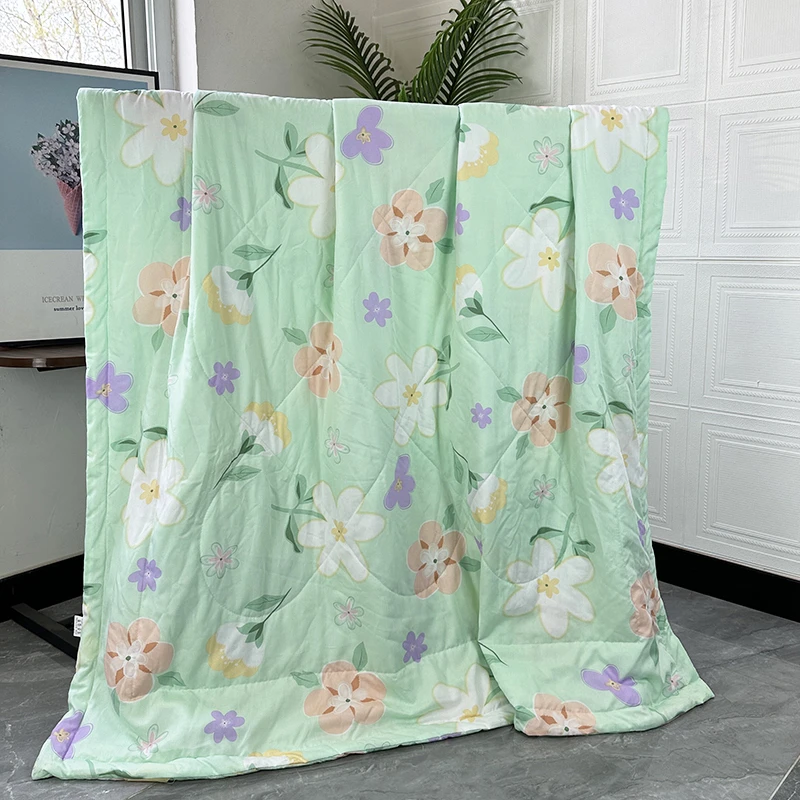人造棉夏凉被绵绸单双人夏季空调被舒香绸幼儿园儿童薄被子可机洗