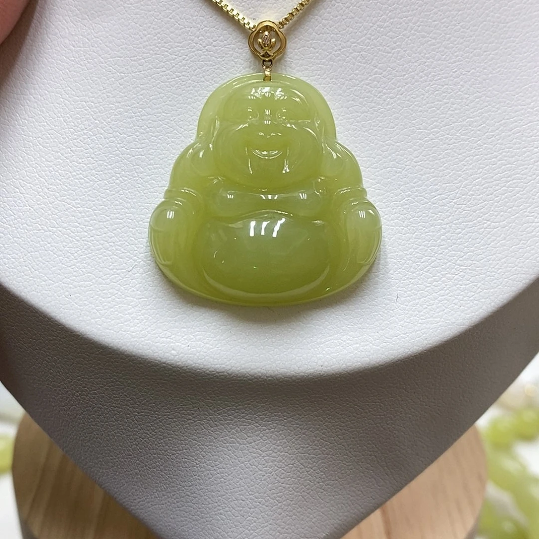 和田玉18K金镶嵌颈饰