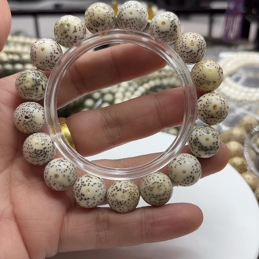 星月菩提手串14正圆骨瓷白大眼睛