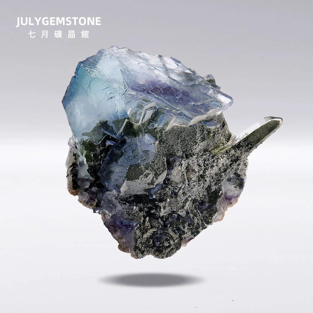 JulyGemstone 瑶岗仙萤石矿物晶体摆件