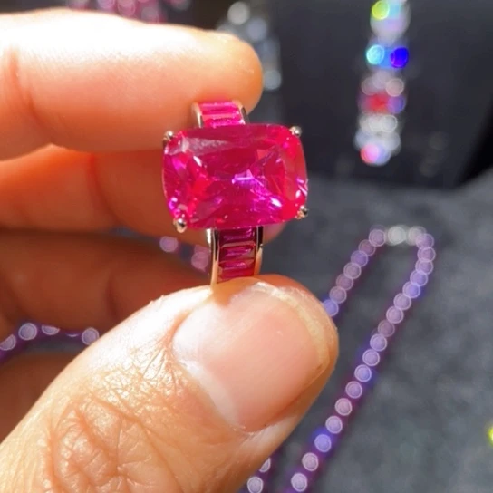 红宝石戒指银S925镶嵌