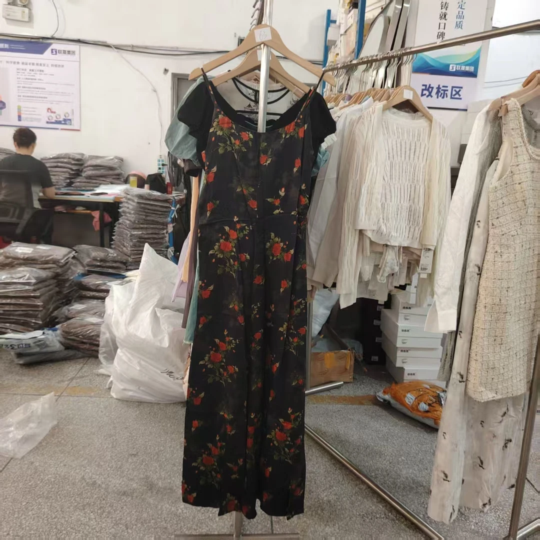 63夏季时尚无袖吊带旗袍舒适V领背带提花连衣裙百搭