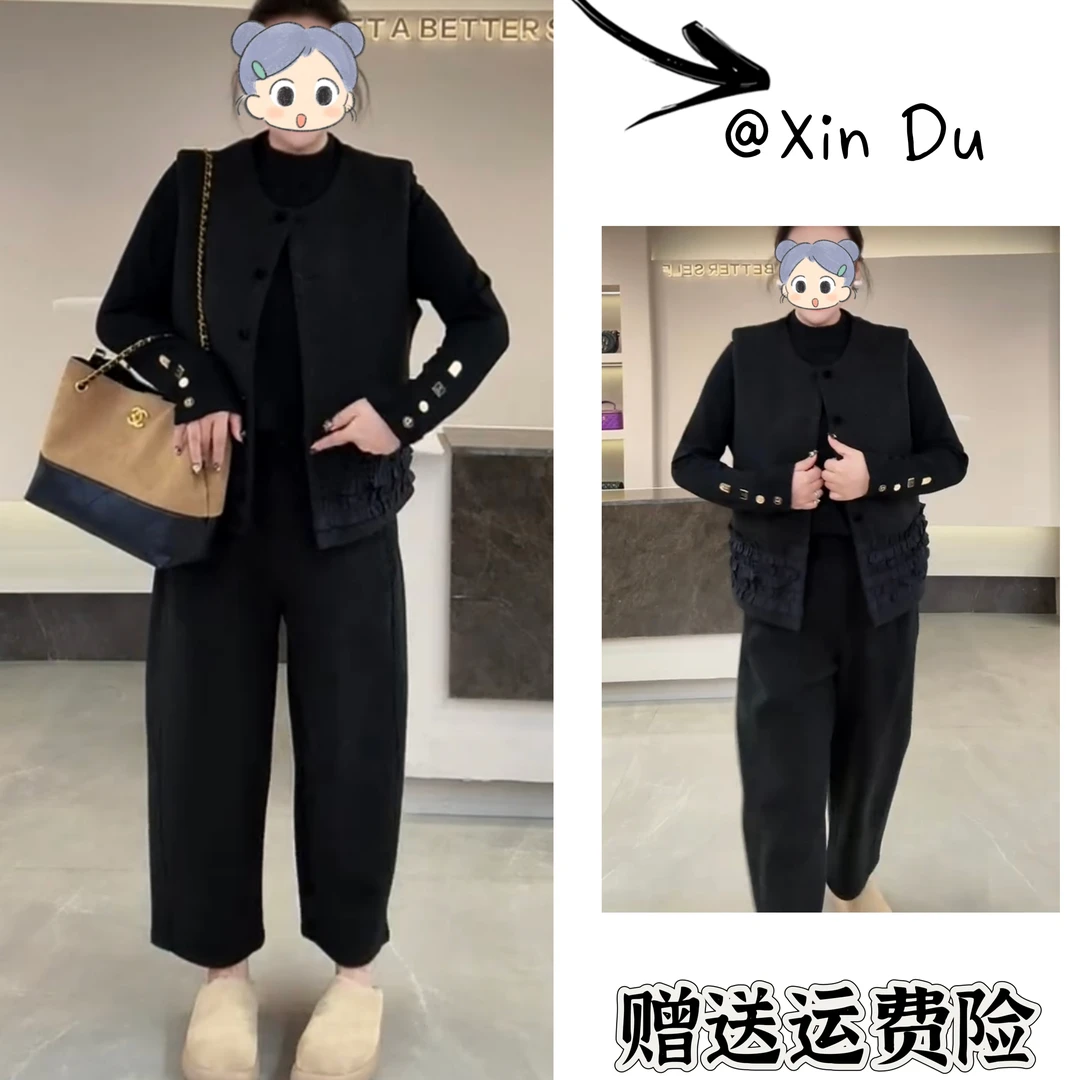 2025秋冬季新款时尚显瘦气质女士网红洋气三件套百搭款D24709