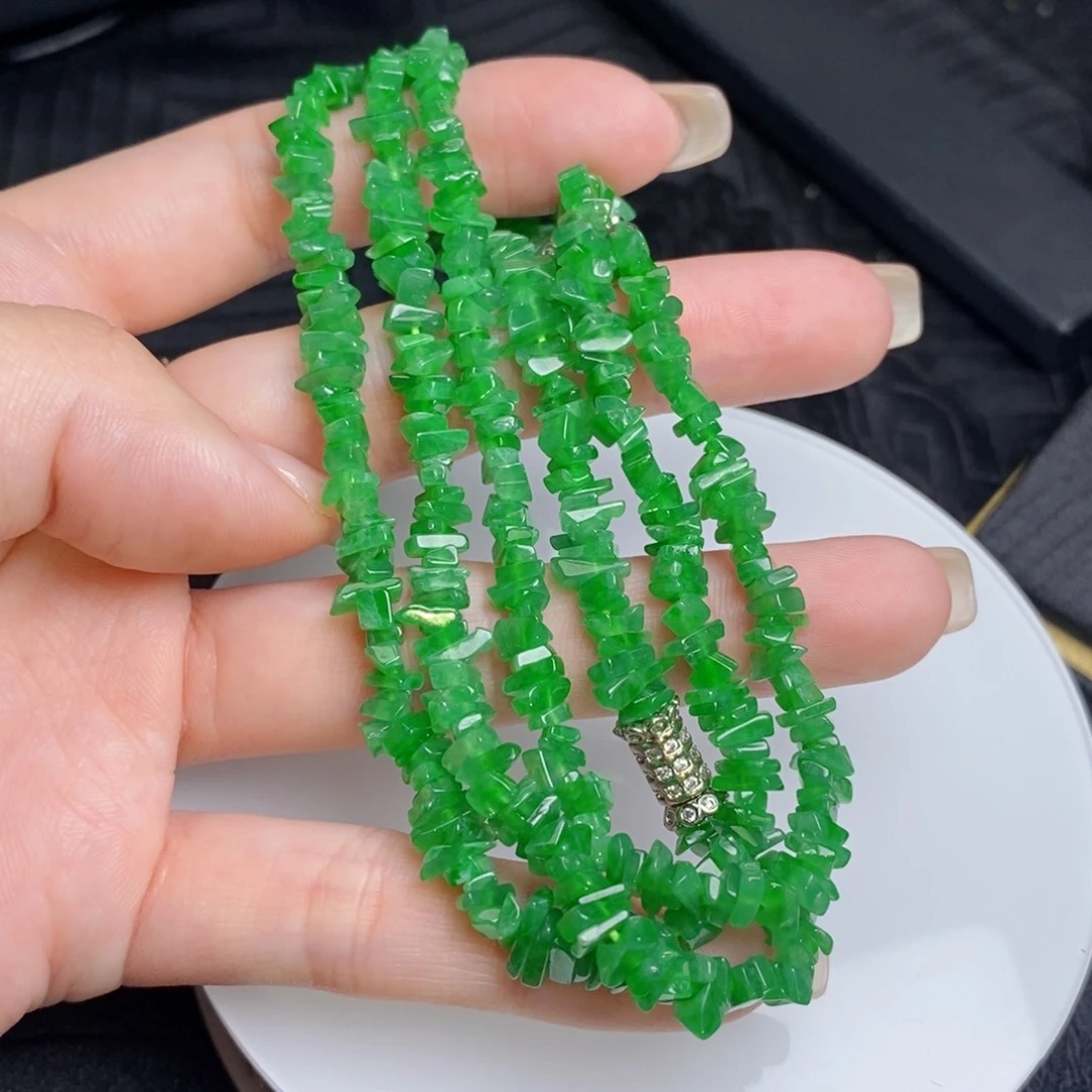 翡翠未镶嵌项链碎碎手链项链两用款