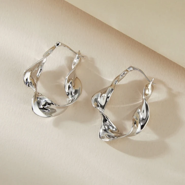 925银耳饰 纯银大气花环耳环