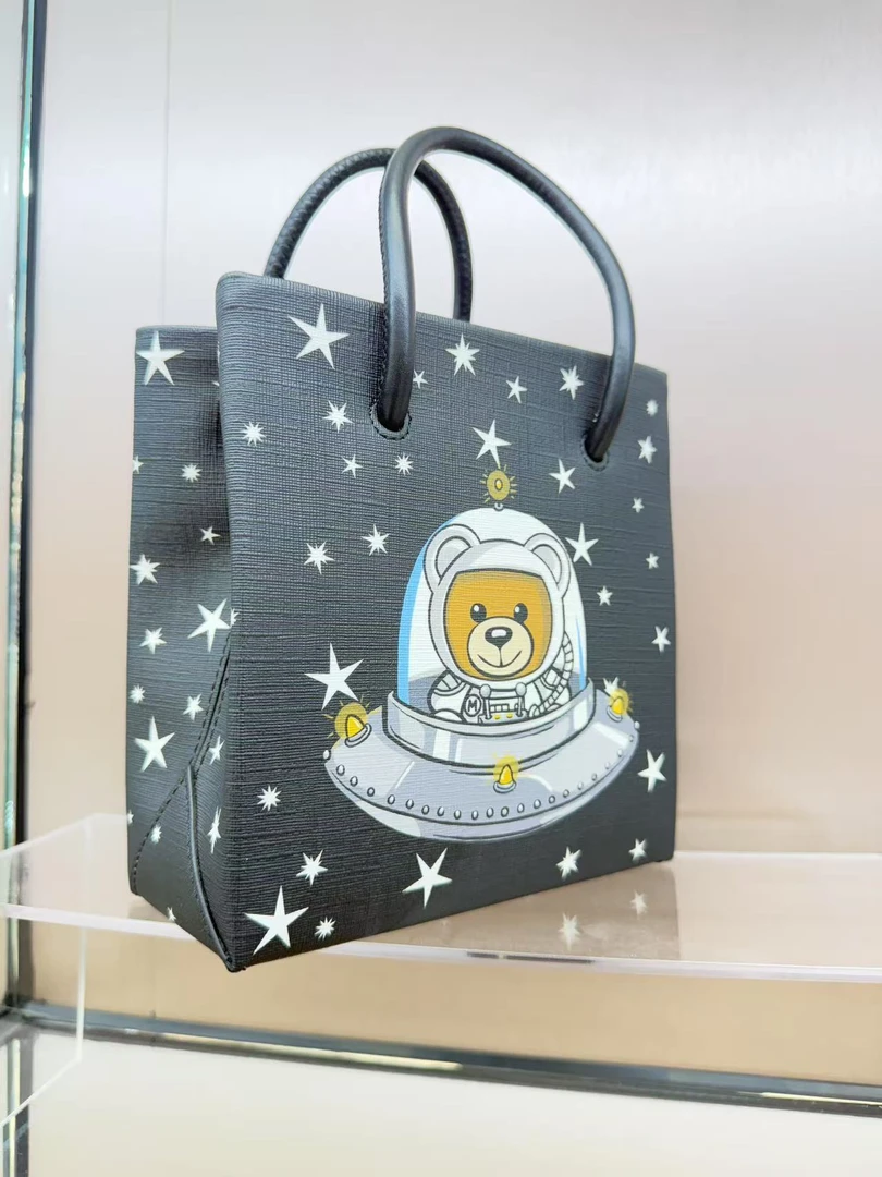 95新 Moschino/莫斯奇诺 安洁利莫斯奇诺黑色小熊手提包
