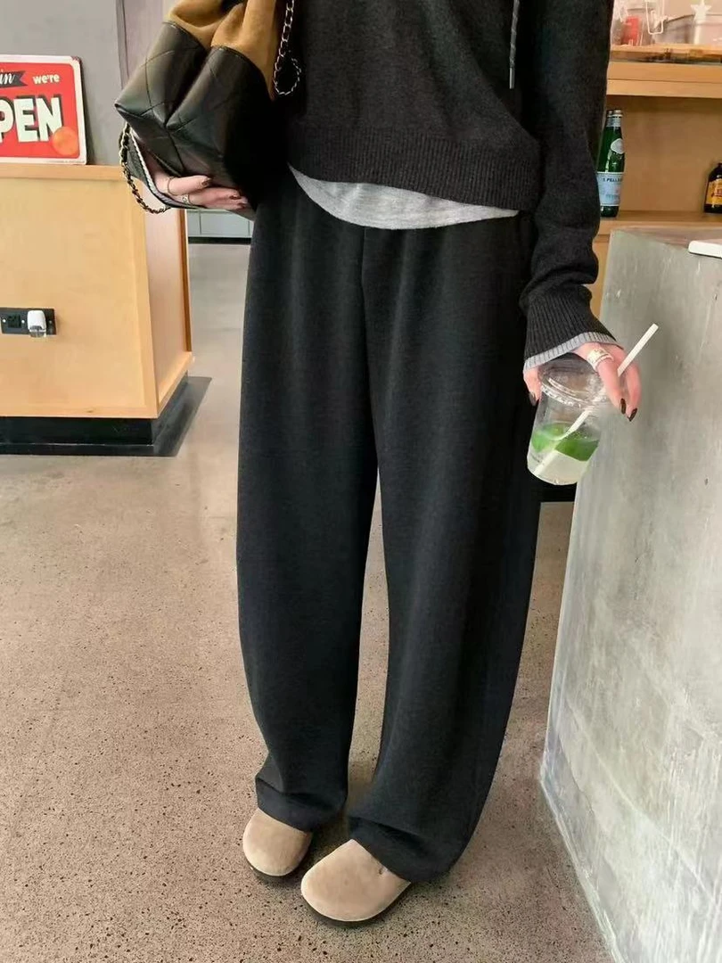 直筒阔腿显瘦羊绒质感软糯女裤秋冬爆款