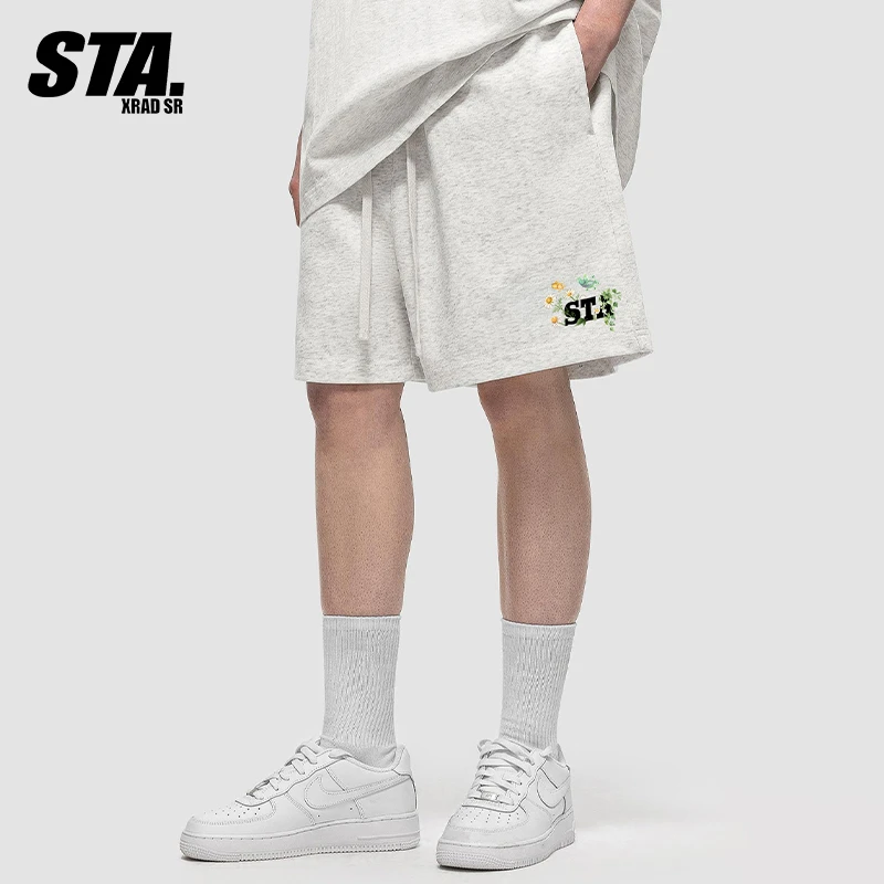 STA.短裤刺绣男款爆款2025新款宽松纯棉美式高级感女潮牌五分裤子