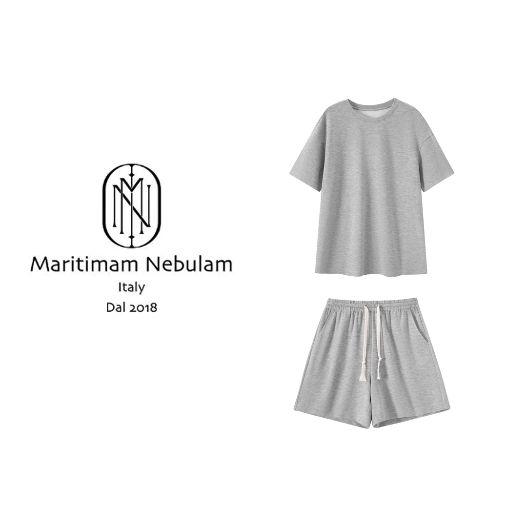 Maritimam Nebulam【小冰箱套装】圆领百搭短袖T恤短裤套装 ZH0624