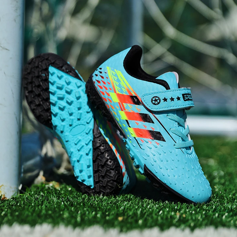 C罗梅西儿童足球鞋男童鞋女童小学生tf碎钉训练防滑魔术贴免系带