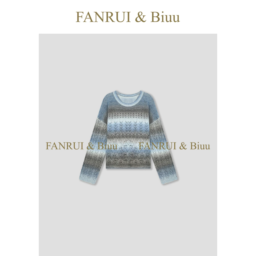FANRUI/泛芮「贝贝biuu」镂空混纱早秋新款洋气高级感针织衫B17341