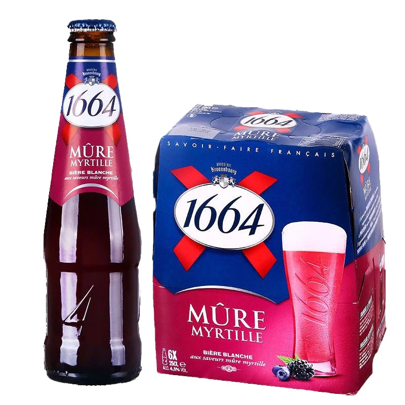 法国原装进口克伦堡凯旋1664蓝莓果味啤酒250ml*24瓶整箱装