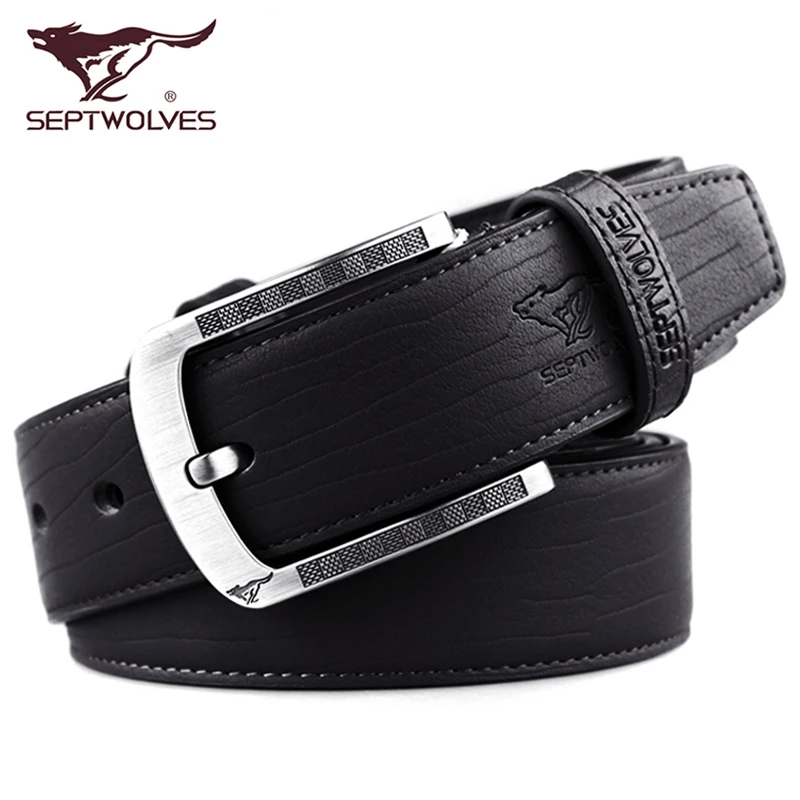 正品七匹狼真皮男士皮带针扣新款高档男款时尚休闲百搭牛皮裤腰带