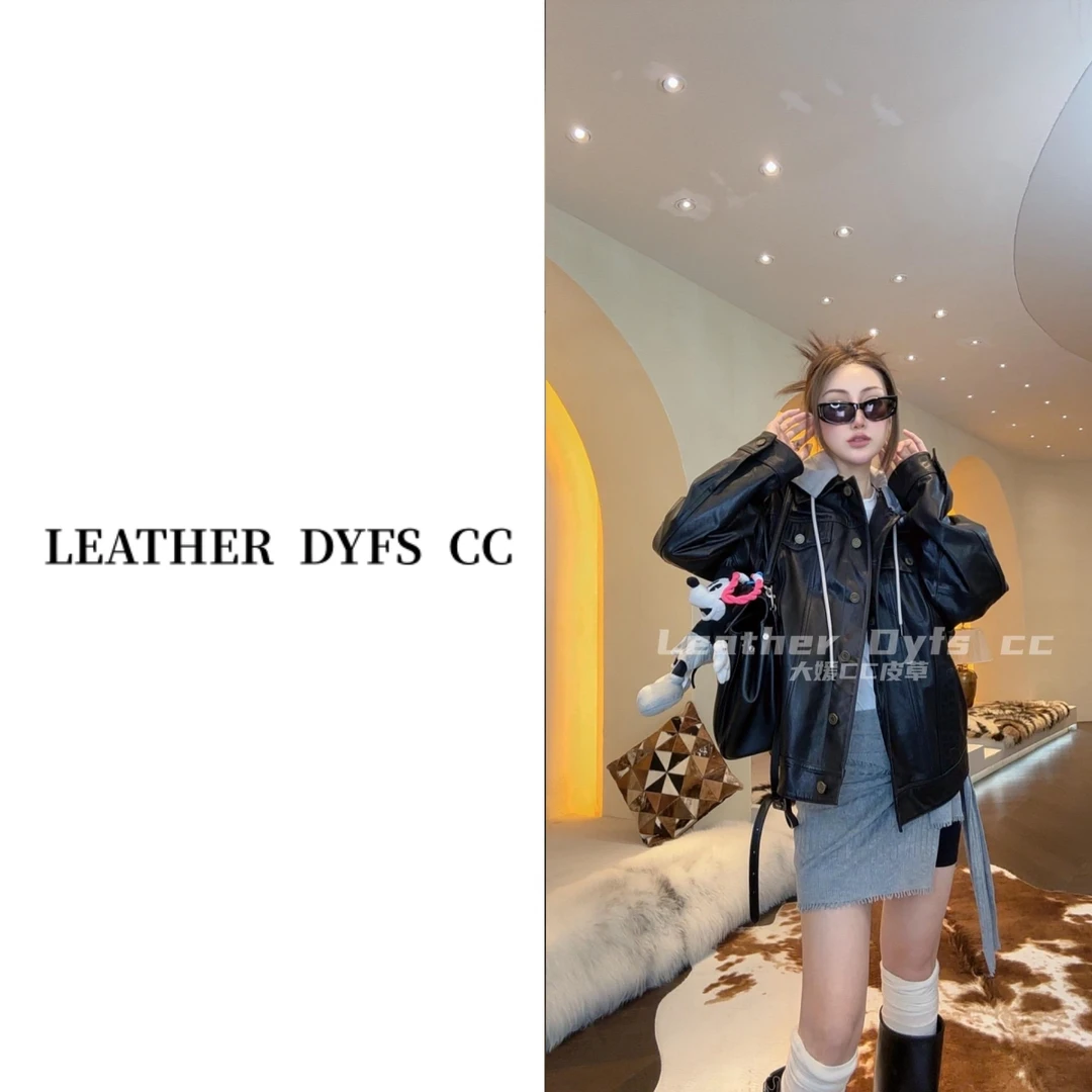 Leather Dyfs cc "连帽 "32517 高奢精品连帽女装外套