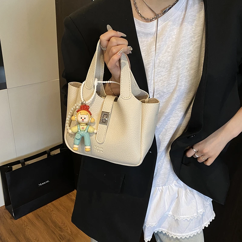 韩版时尚水桶菜篮子包女2025新款质感百搭手提包大容量单肩斜挎包