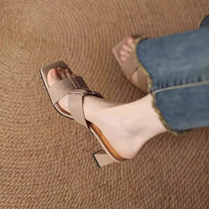 【DR设计师联名款】OMG!法式绝美编织一字拖鞋女2025夏季新款百搭