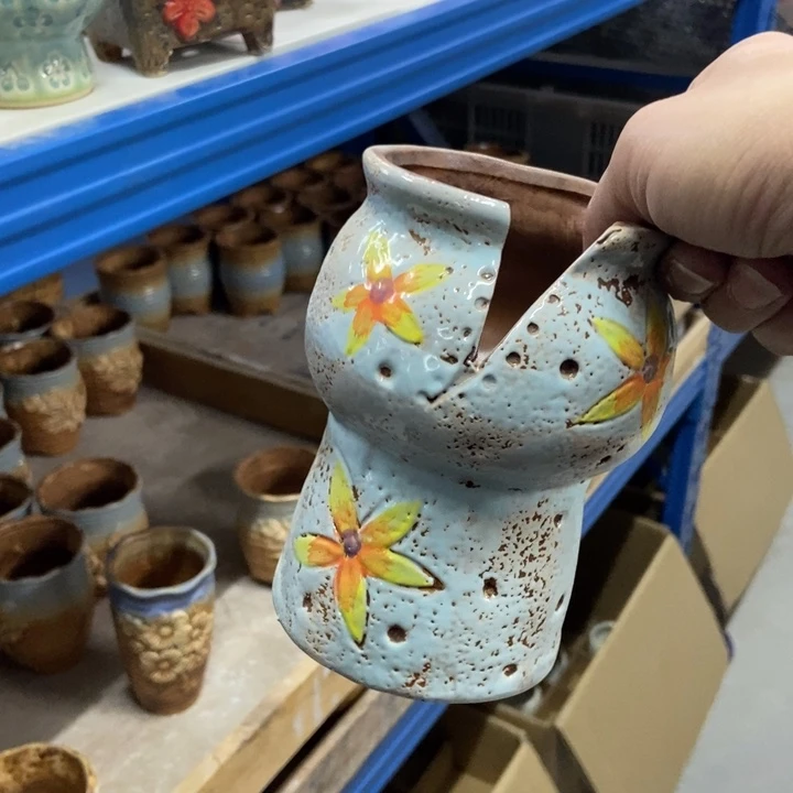 陶瓷花盆单场满9.9发8*14蓝