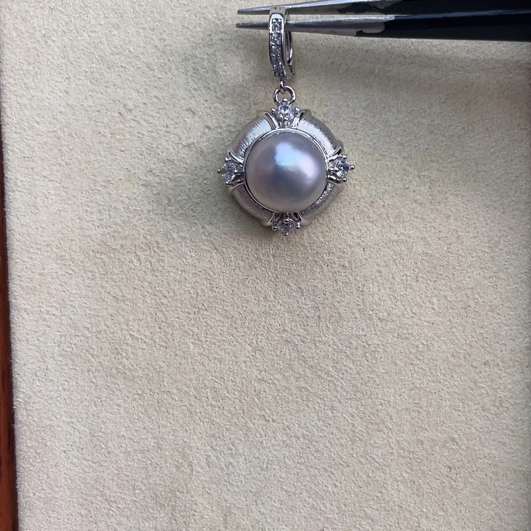 吊坠(不含链)银S925镶嵌海水珍珠