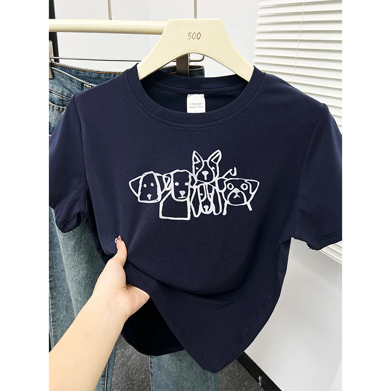 韩版设计感正肩T恤半袖女款爆款2025新款大码显瘦圆领短袖上衣ins
