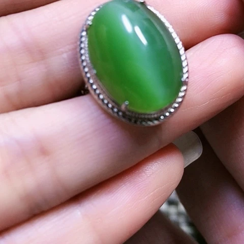 和田玉银S925镶嵌戒指