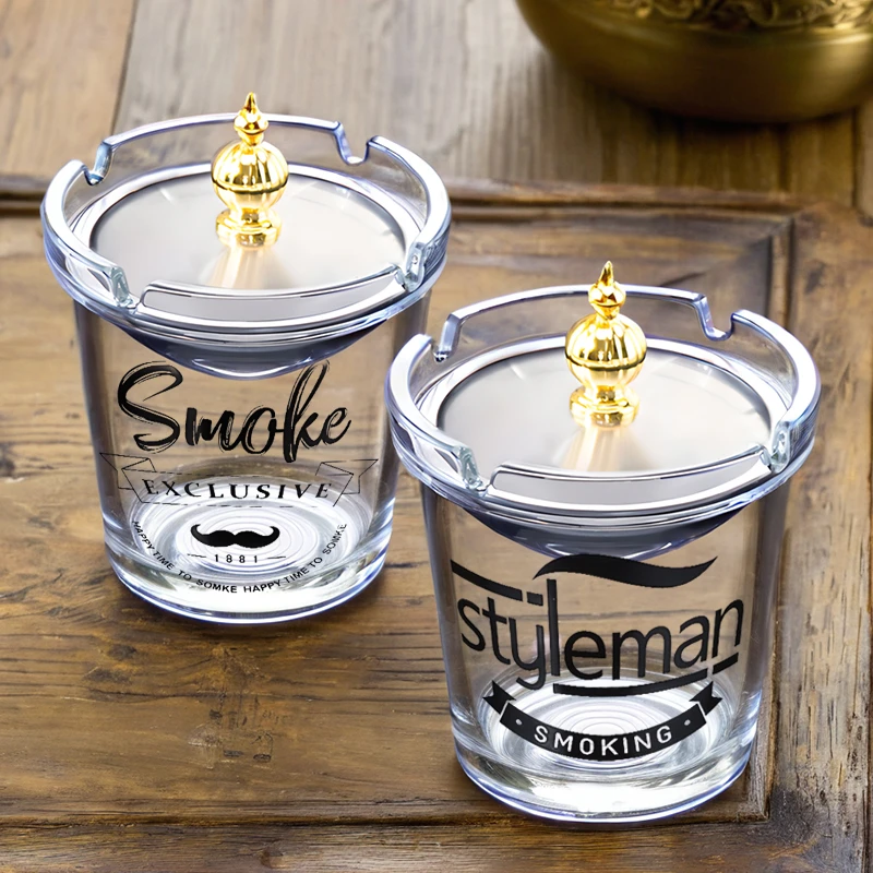 烟灰缸防风防飞灰2024新款爆款办公室家用不锈钢漏斗大号烟缸带盖