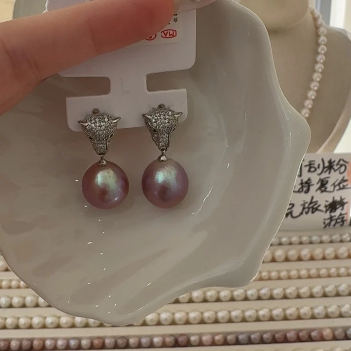 银S925镶嵌淡水珍珠耳饰55号