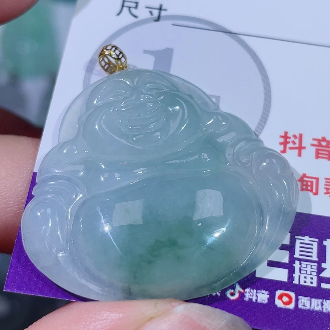 翡翠18K金镶嵌颈饰佛公