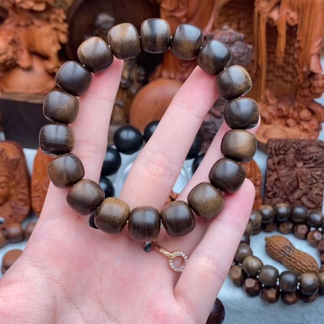 檀香木手串/手链微瑕 印度正区迈索尔老山檀 12x13黑沉奶香