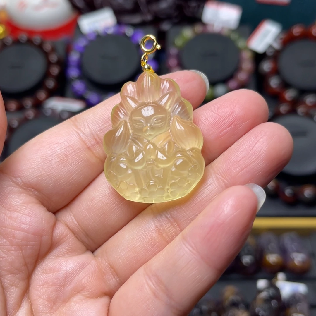 水晶未镶嵌手链黄水晶吊坠