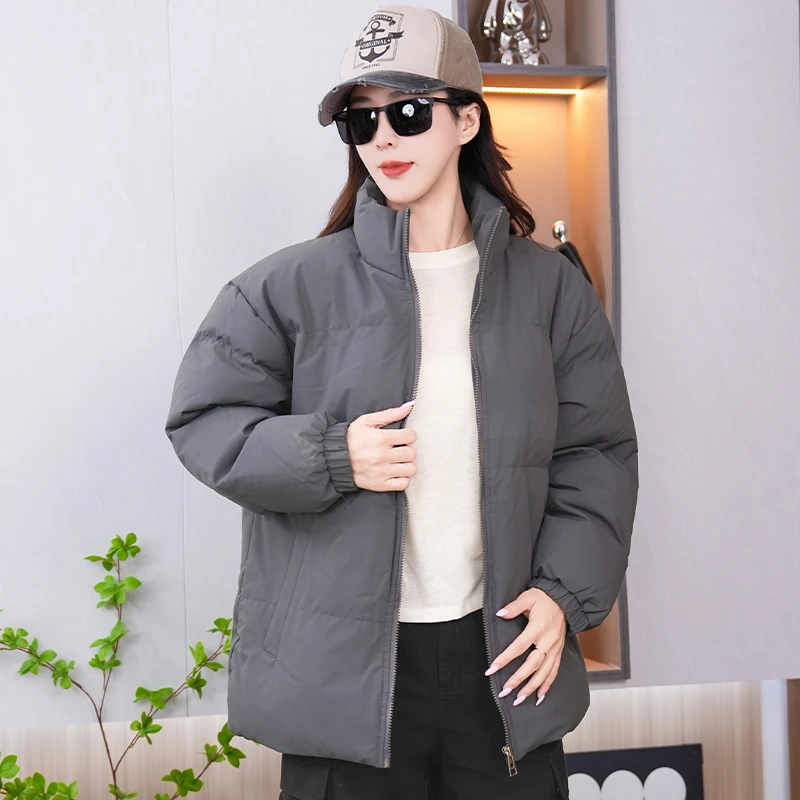 防风保暖立领加厚棉服男女同款冬季新款休闲百搭棉衣中长款面包服