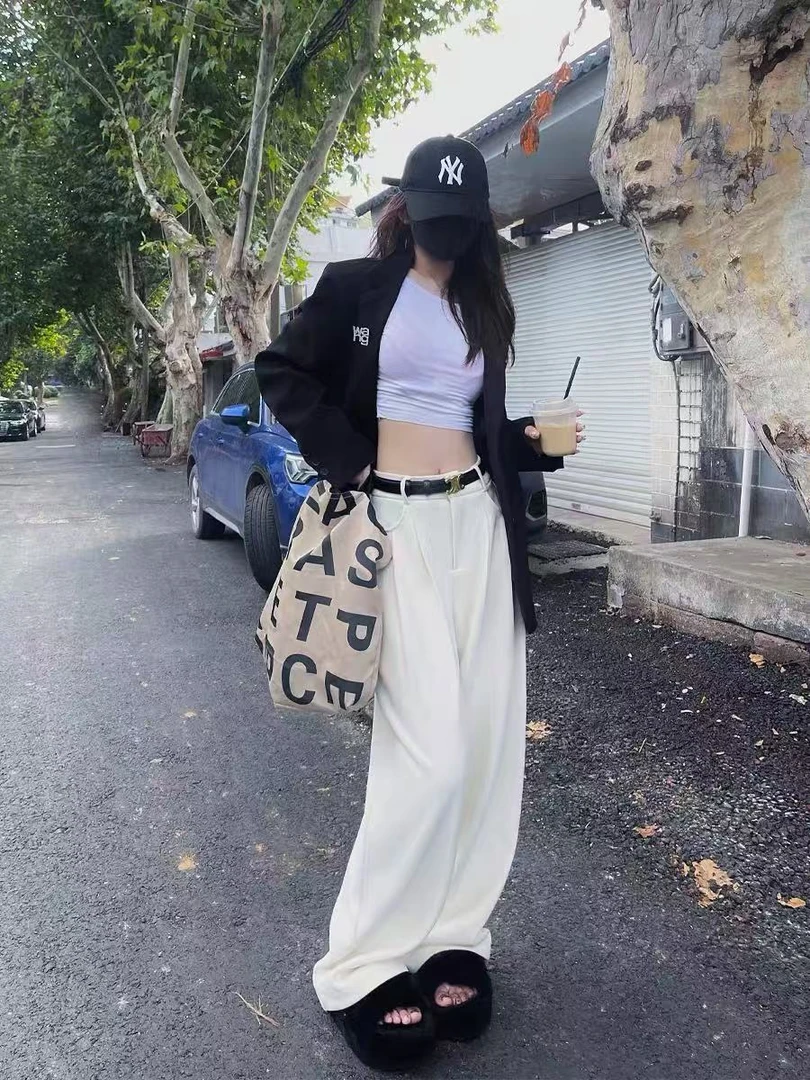 9662-1秋季垂感直筒阔腿裤女高级感宽松休闲显瘦长裤