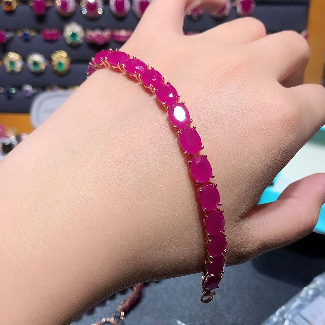 班***纳手链红宝石银S925镶嵌