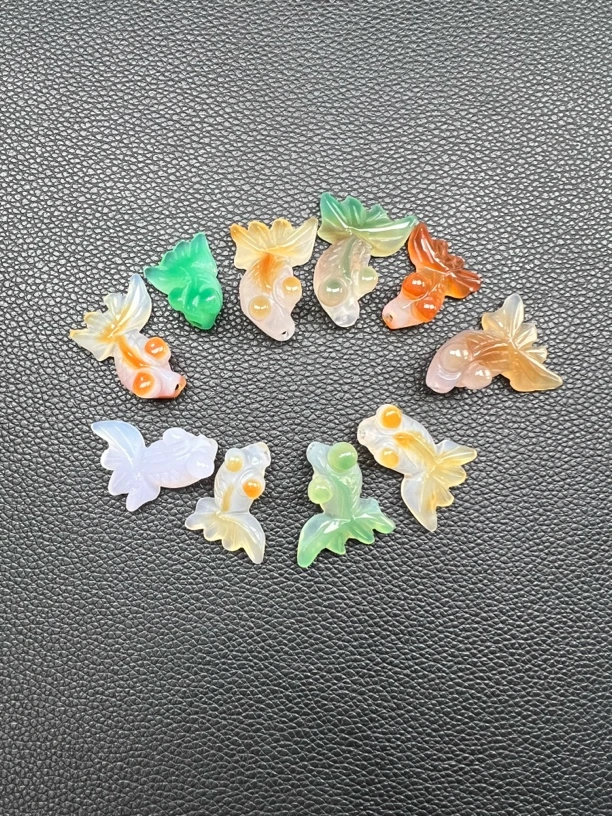 天然彩色玛瑙年年有鱼吊坠钥匙扣（多样性发其一）