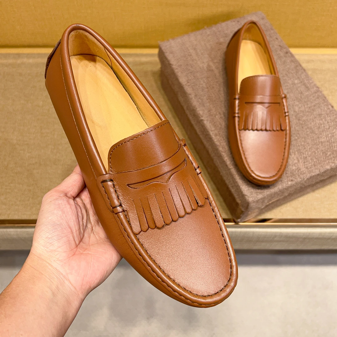 酷奇珀蒂欧洲站男鞋2025新款英伦轻奢牛皮乐福鞋商务豆豆鞋一脚蹬