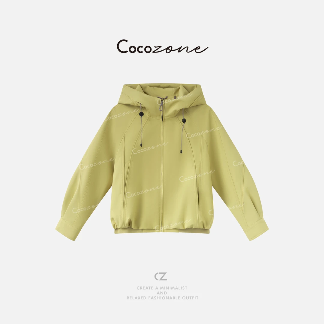 COCO ZONE 刘一一"南极洛“连帽立体层次感纯色长袖外套 CD2A1583