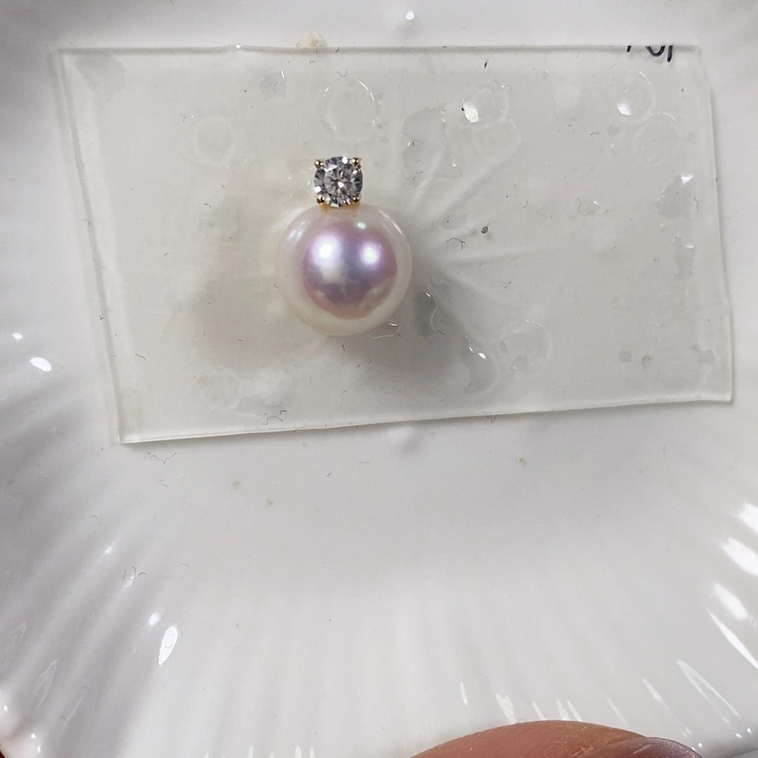 淡水珍珠吊坠(不含链)18K金镶嵌做****猪极光10-11