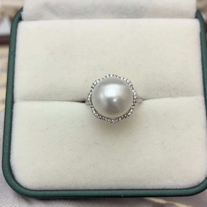 海水珍珠戒指银S925镶嵌