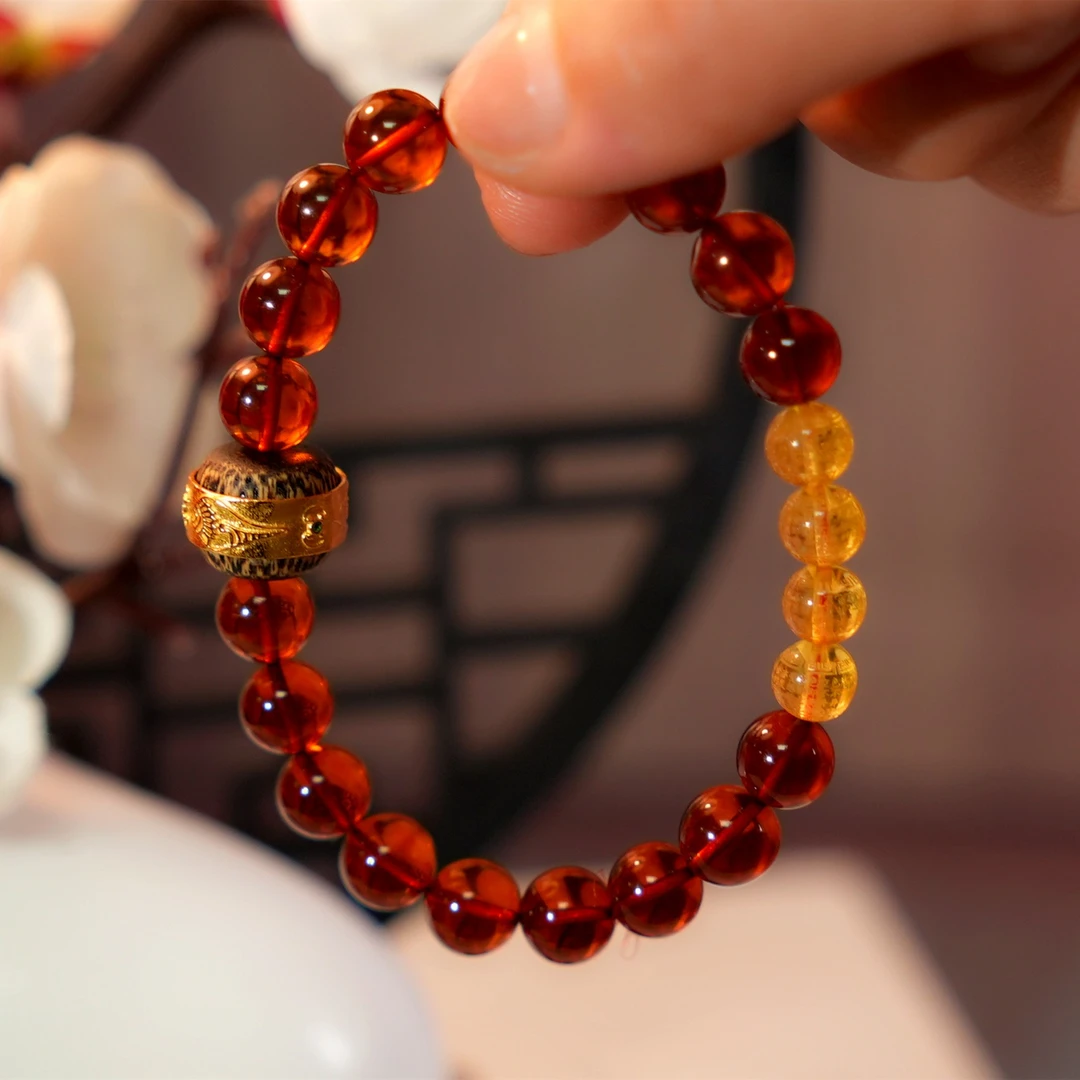 8+设计款手串缅甸天然琥珀蜜蜡单圈手链欧若风品质珠宝原创
