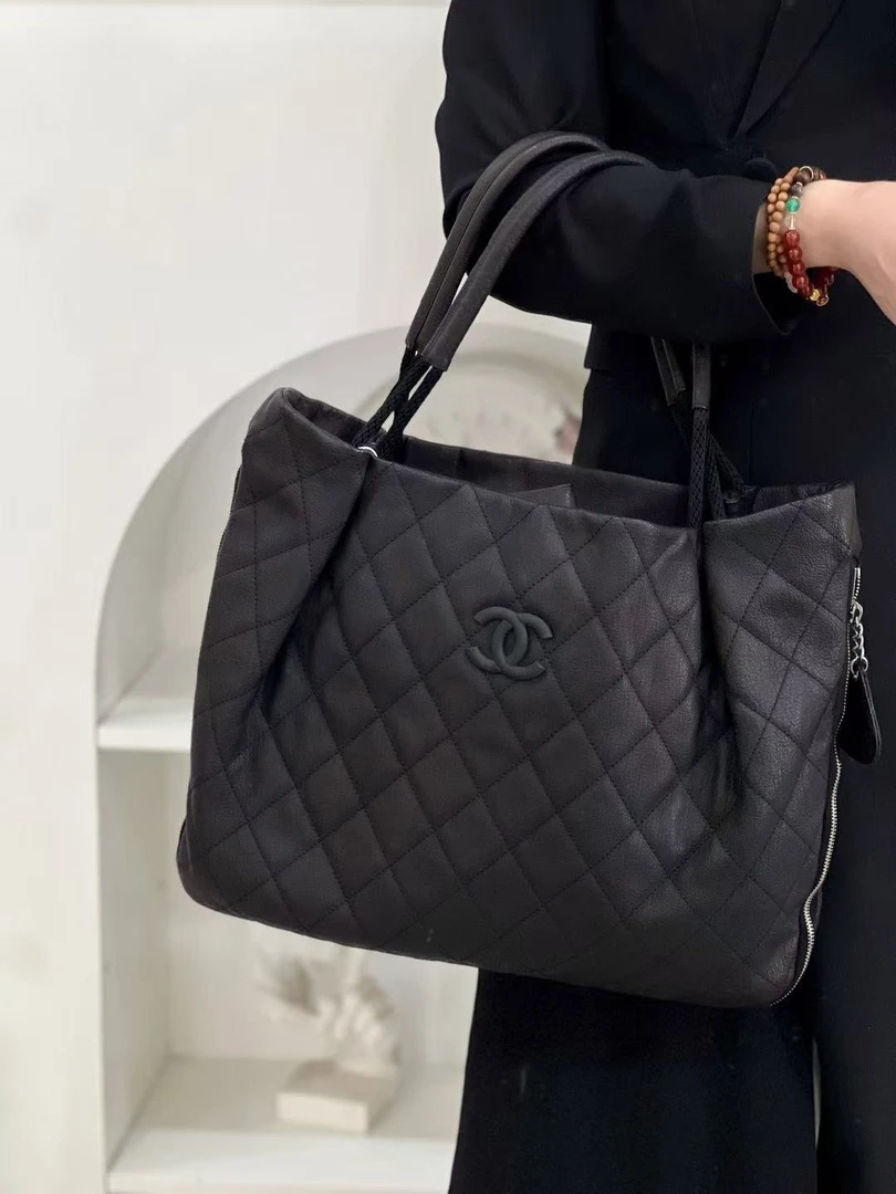 95新 Chanel/香奈儿 98新/chanel tote黑色牛单肩包/严选
